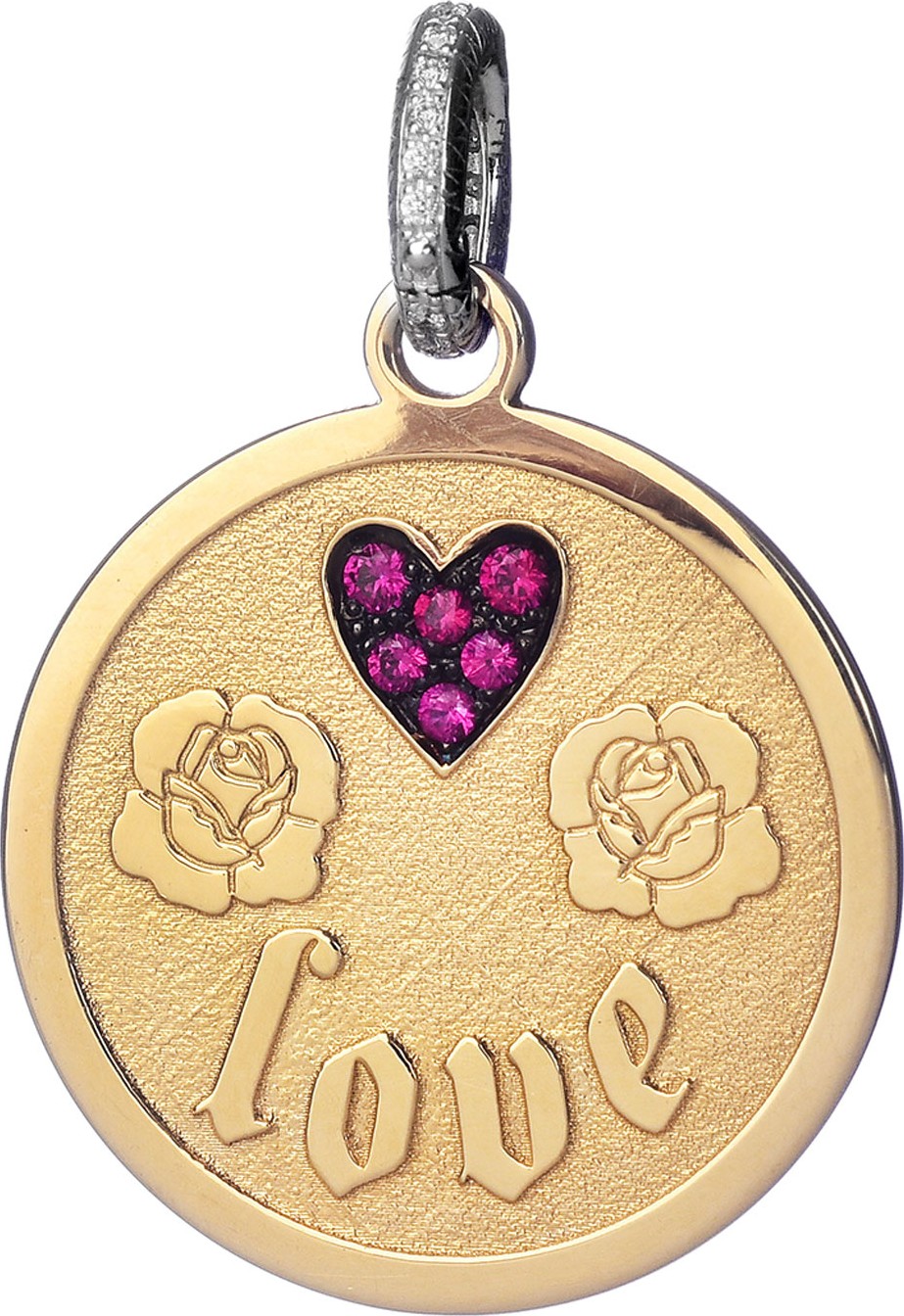 Pippo Perez 18k Two-Tone Ruby Love Pendant