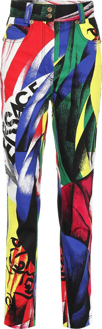 Versace Printed high-waisted jeans