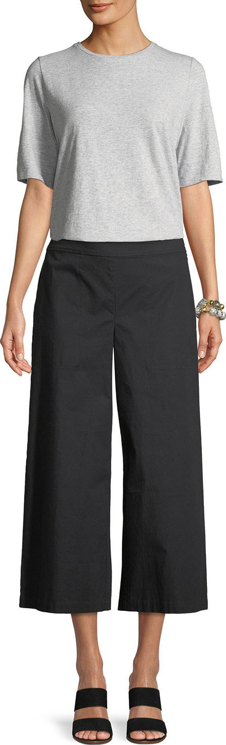 Eileen Fisher Organic Cotton Wide-Leg Cropped Pants