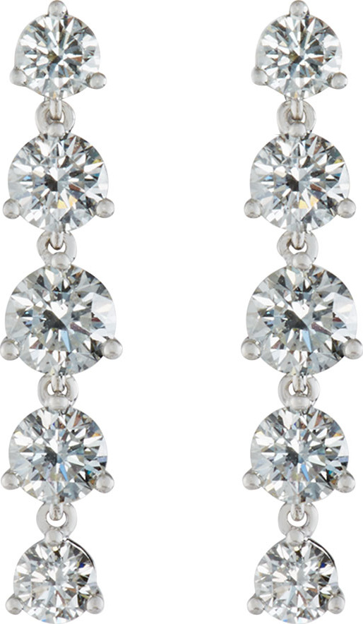 Memoire Linear Round Diamond Drop Earrings