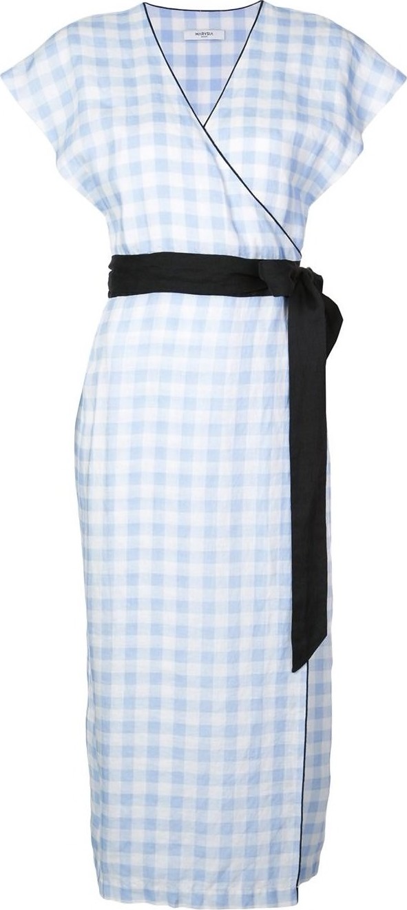 Marysia Gingham tie waist wrap dress