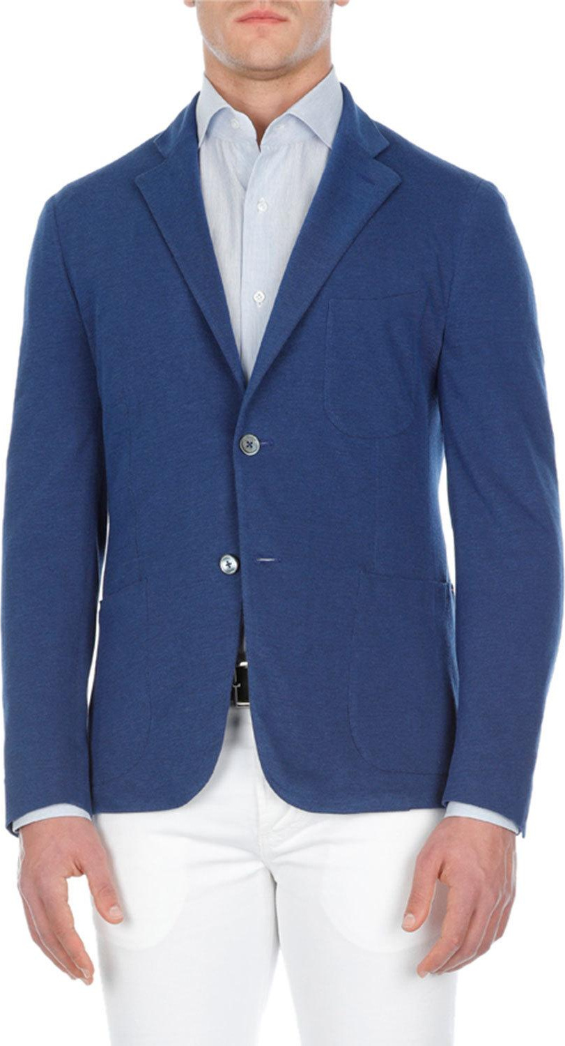 Isaia Solid Cotton Piqué Blazer