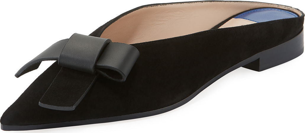 Stuart Weitzman Bree Suede Bow Flat Mule