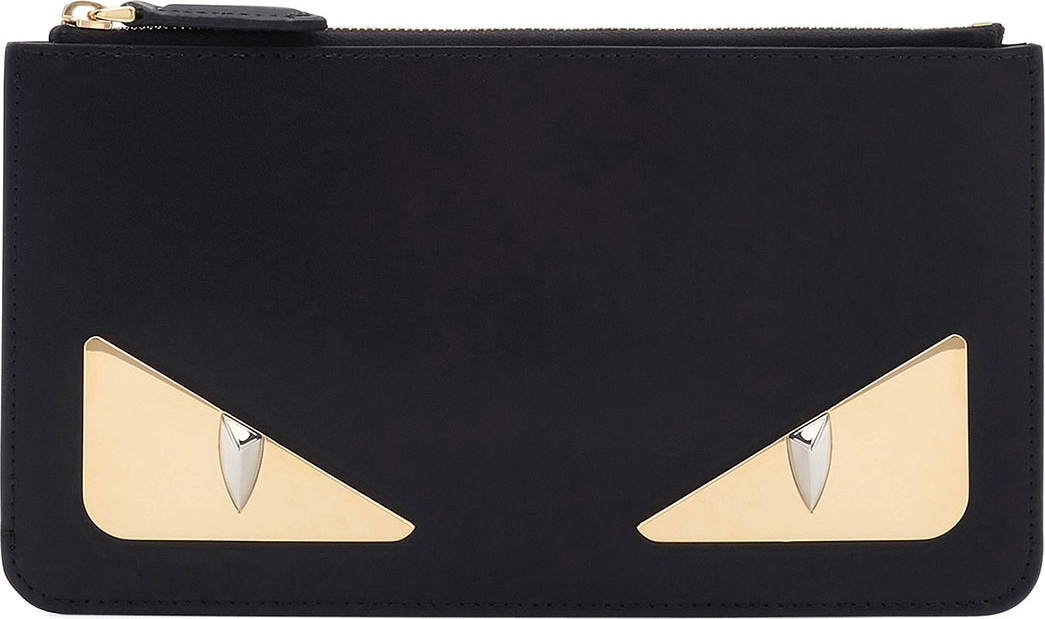Fendi Shiny Monster Calf Liberty Flat Zip Pouch Bag