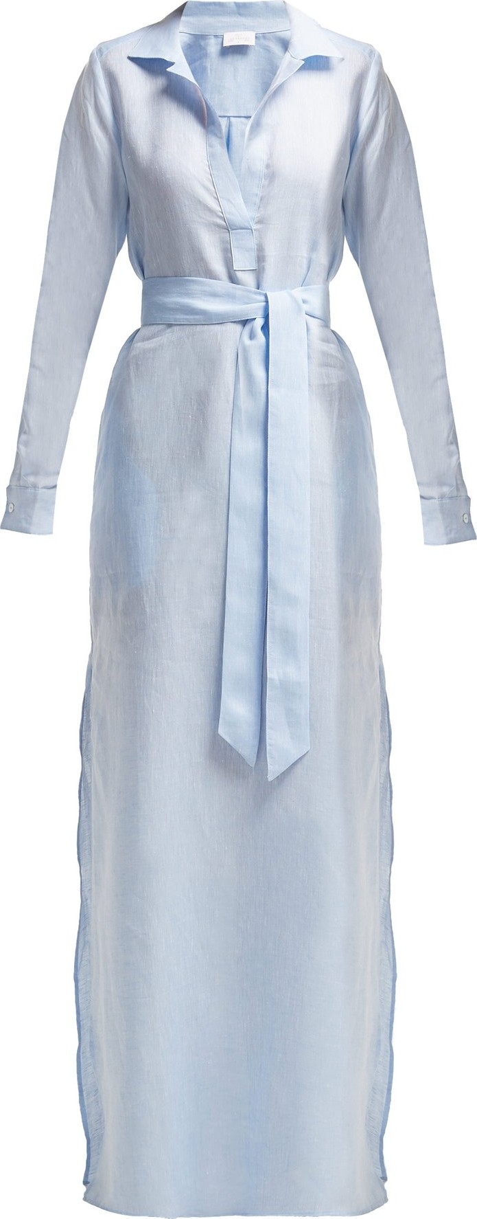 Pour Les Femmes Belted linen shirtdress