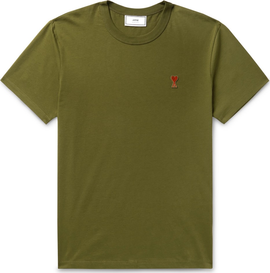 AMI Logo-Appliquéd Cotton-Jersey T-Shirt