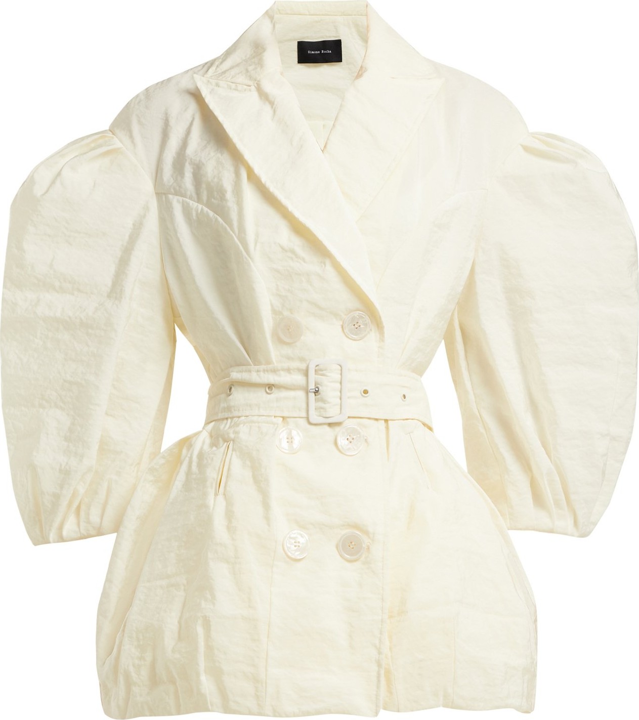 Simone Rocha Double-breasted ballooned-sleeve belted jacket