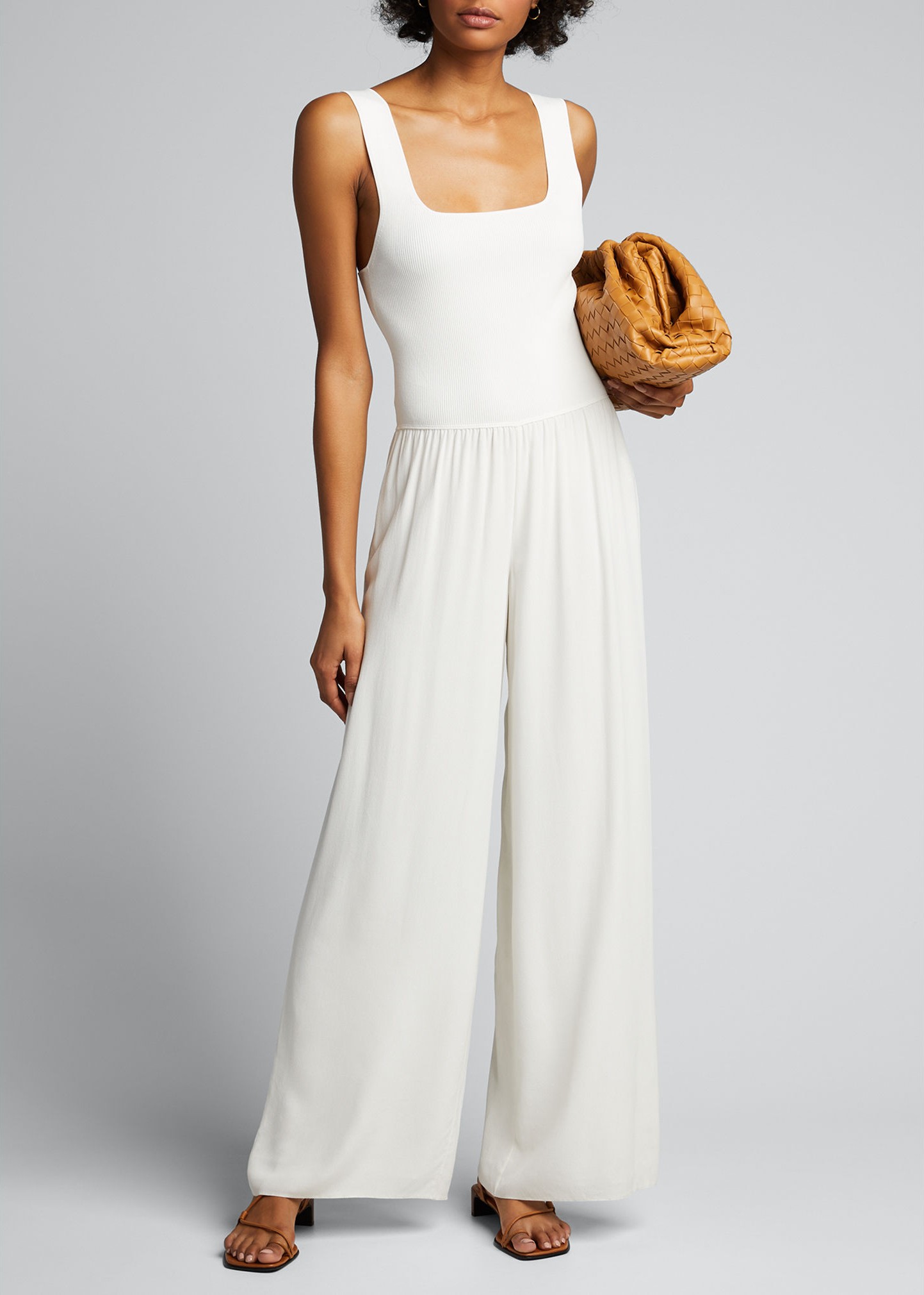 Theory Square-Neck Ribbed Jumpsuit
