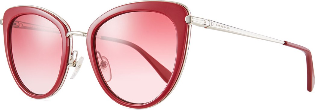 Longchamp Acetate & Metal Cat-Eye Sunglasses