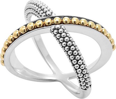 LAGOS Sterling Silver & 18k Infinity Crossover Ring