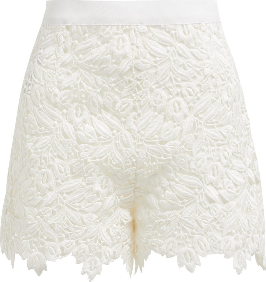 Giambattista Valli High-waisted guipure-lace cotton-blend shorts