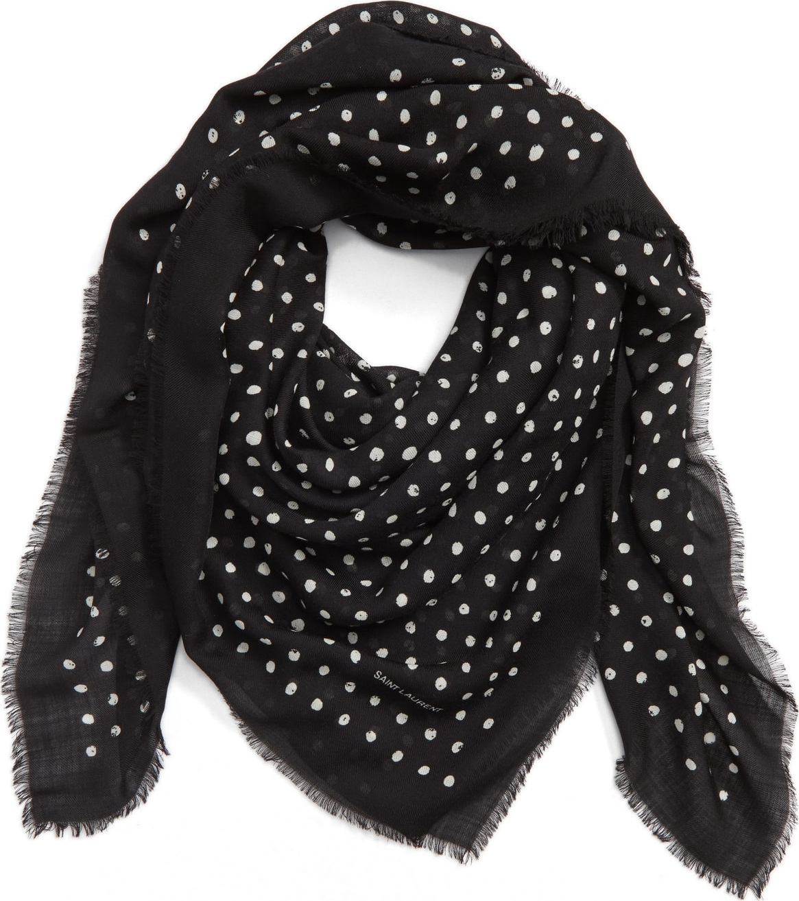 Saint Laurent Lipstick Spots Square Wool Scarf
