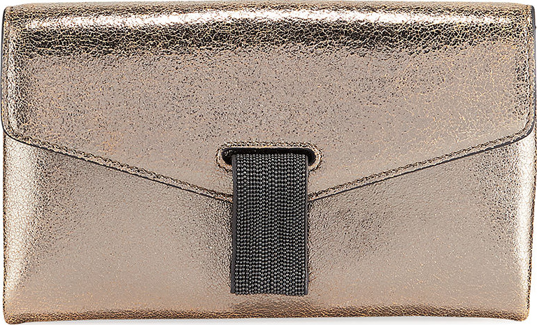 Brunello Cucinelli City Metallic Leather Crossbody Bag