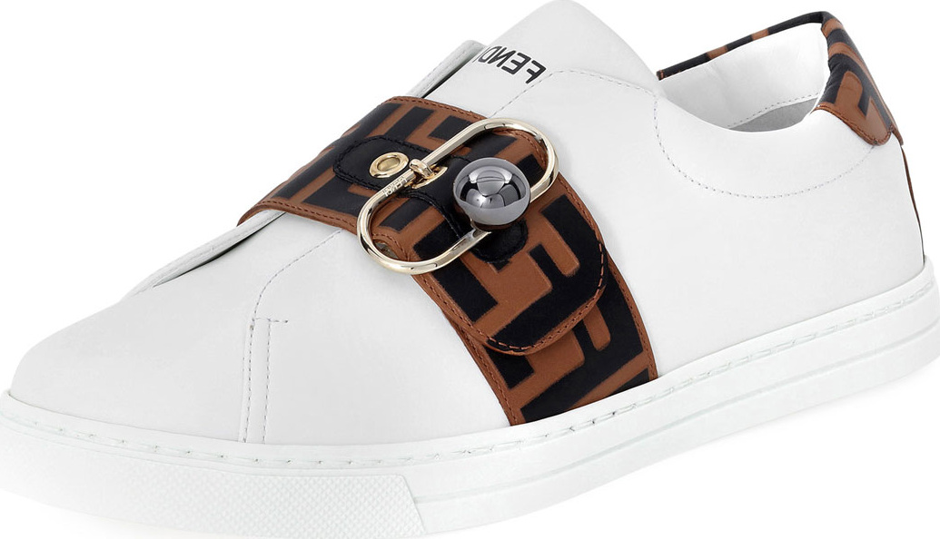 Fendi Pearland Leather Sneaker with FF Strap