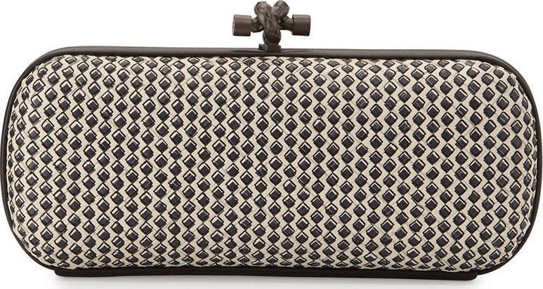 Bottega Veneta Small Stretch Knot Clutch Bag, Off White/Black