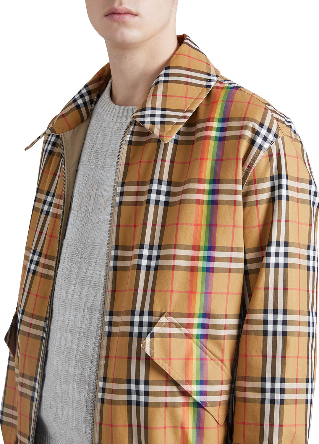 Burberry London England Harrington Reversible Zip-Front Coat