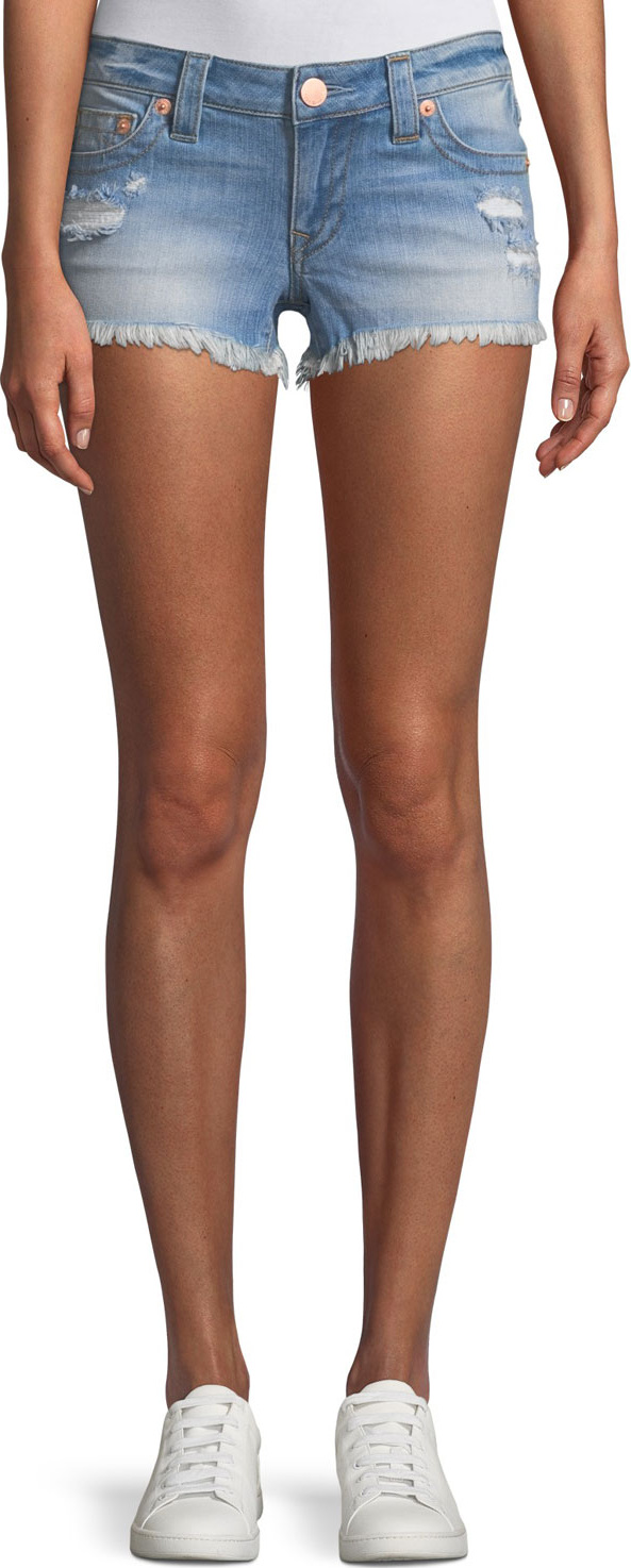 True Religion Joey Distressed Cutoff Denim Shorts