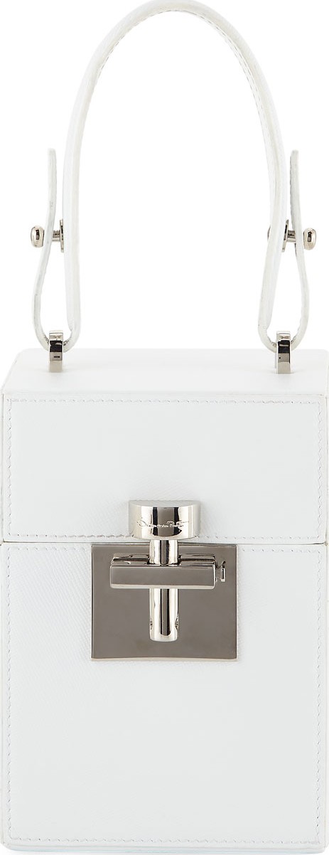 Oscar De La Renta Alibi Box Leather/Suede Top-Handle Bag