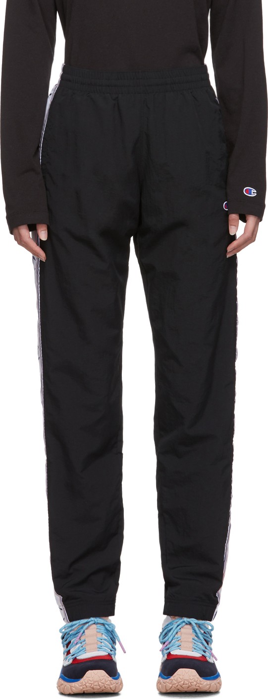 Champion Reverse Weave Black Nylon Elastic Cuff Track Pants