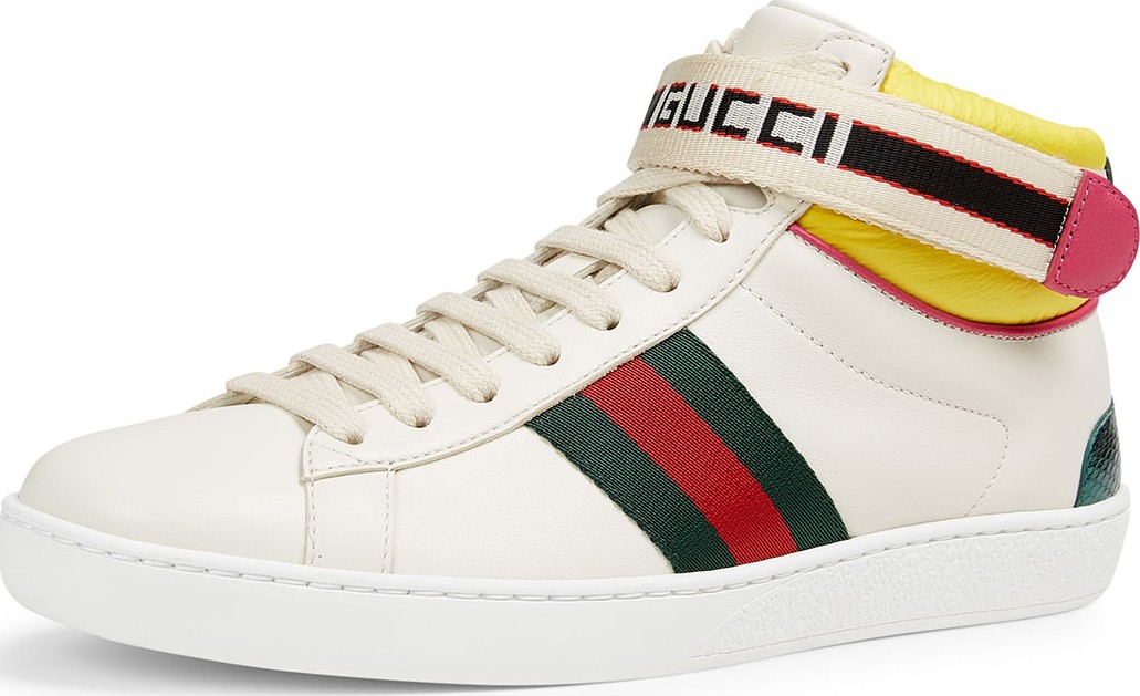 Gucci New Ace High Leather Sneaker With Strap