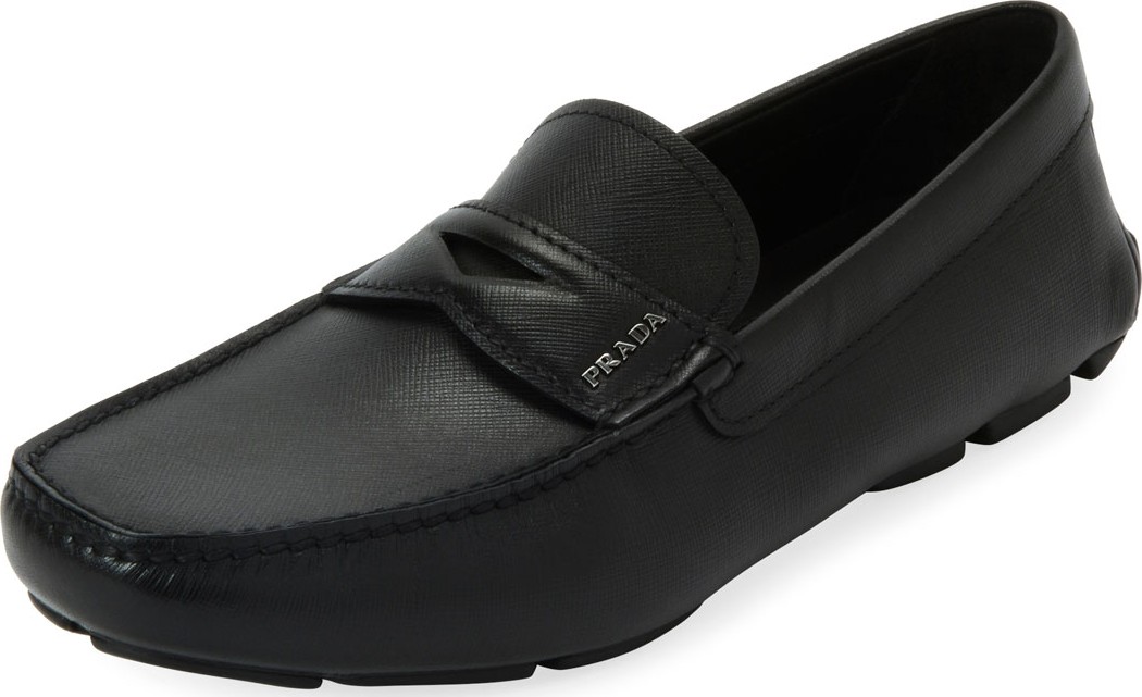 Prada Men's Saffiano Leather Driver Shoes