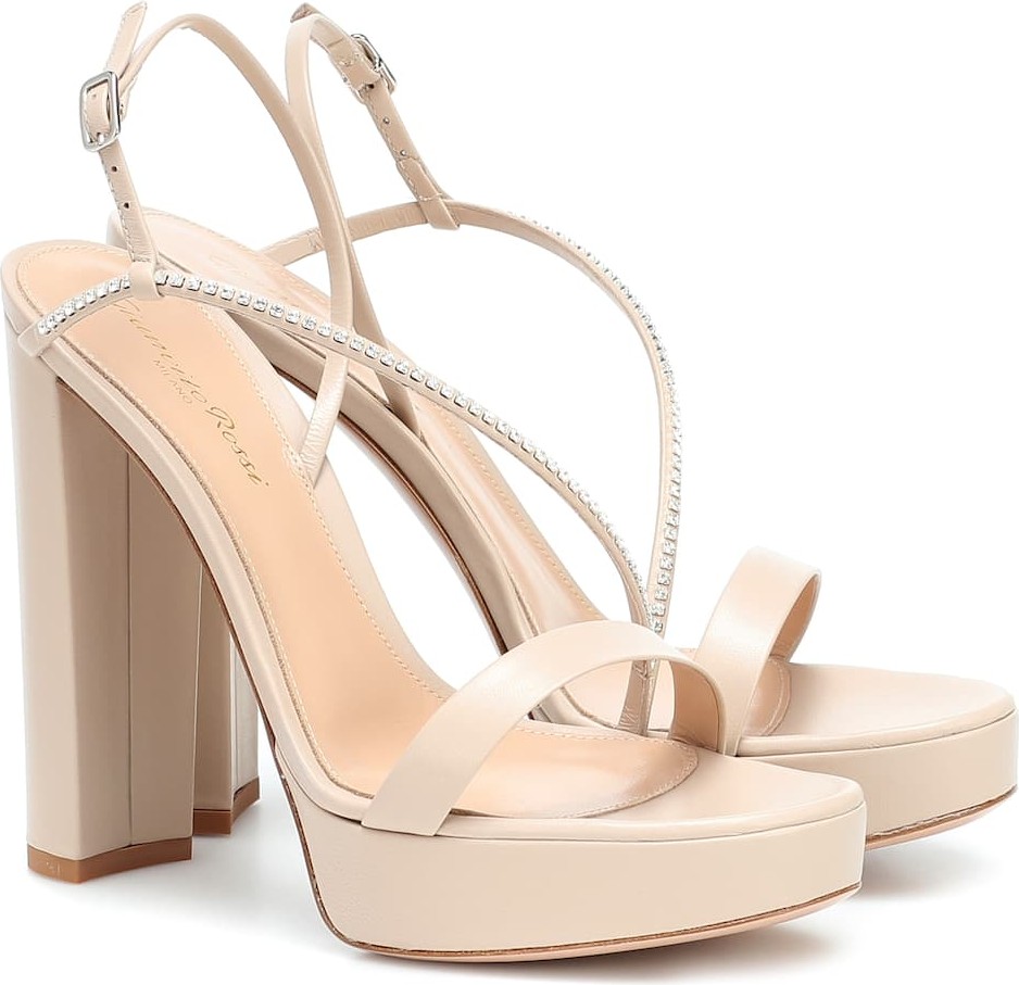Gianvito Rossi Embellished leather plateau sandals
