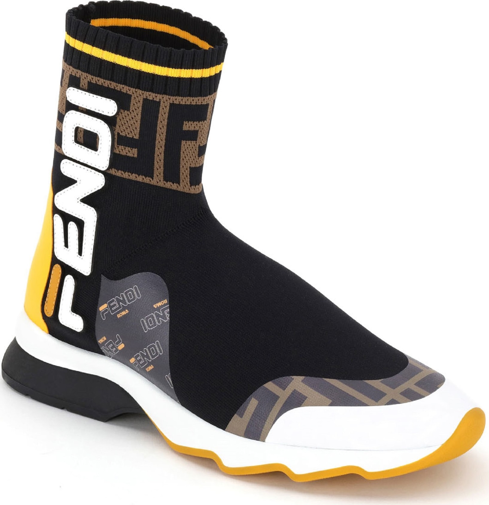 Fendi x FILA Mania Logo Sock High Top Sneaker