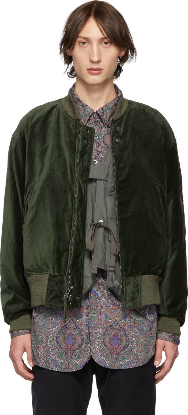 Engineered Garments Green Velvet Bomber Jacket