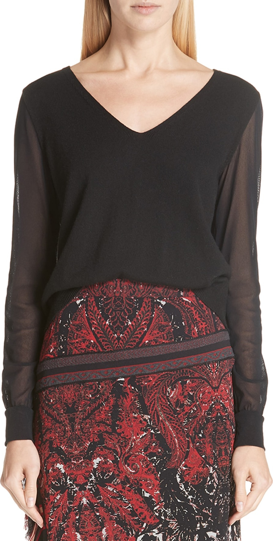 Fuzzi Tulle Sleeve Sweater