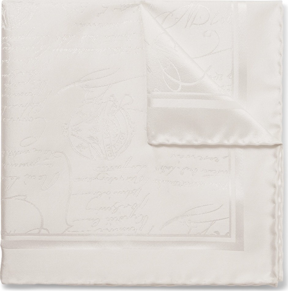 Berluti Scritto Mulberry Silk-Jacquard Pocket Square