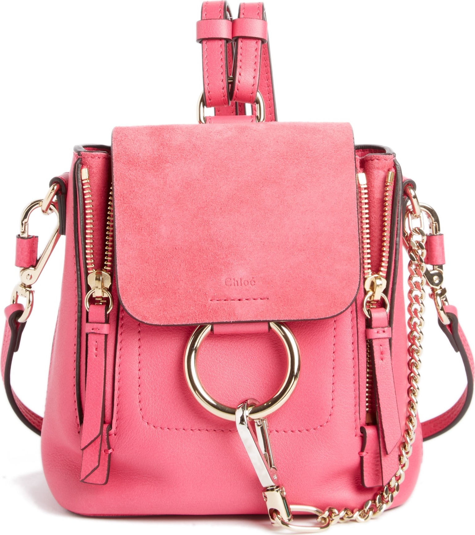 Chloe Mini Faye Leather & Suede Backpack