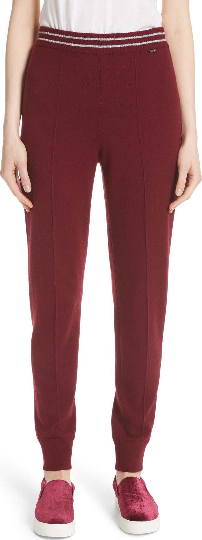 St. John Stripe Waist Cashmere Knit Pants
