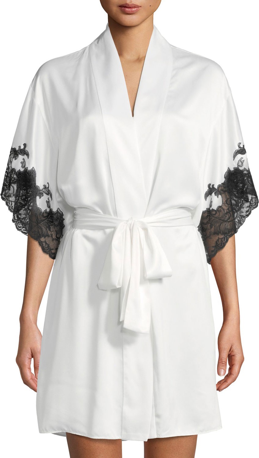 Natori Plume Lace-Trim Satin Chemise