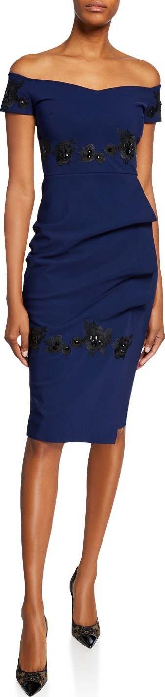 La Petite Robe di Chiara Boni Thira Off-the-Shoulder Cap-Sleeve Cocktail Dress La Petite Robe di Chiara Boni Thira Off-the-Shoulder Cap-Sleeve Cocktail Dress
