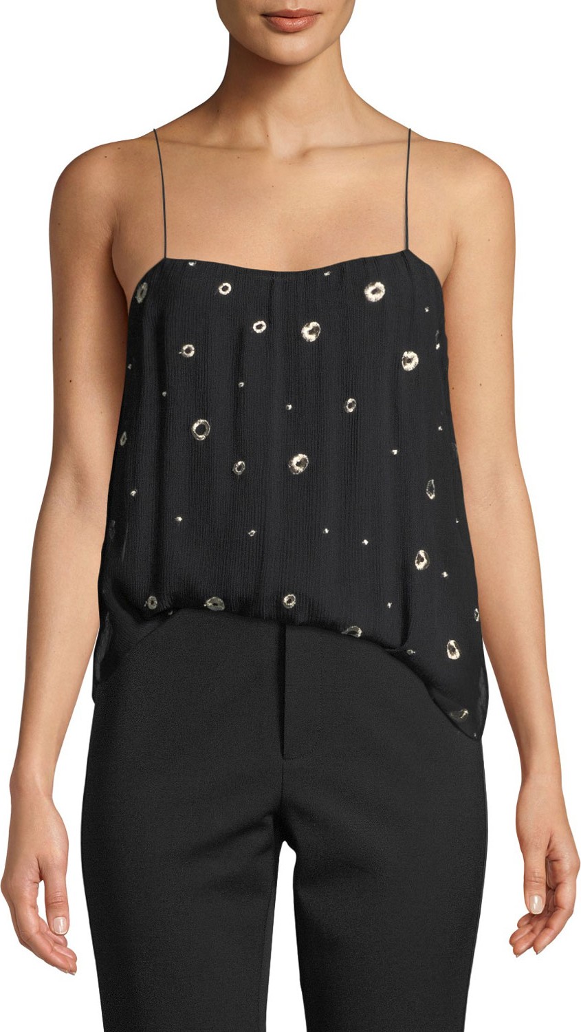 Vince Metallic Embroidered Silk Cami