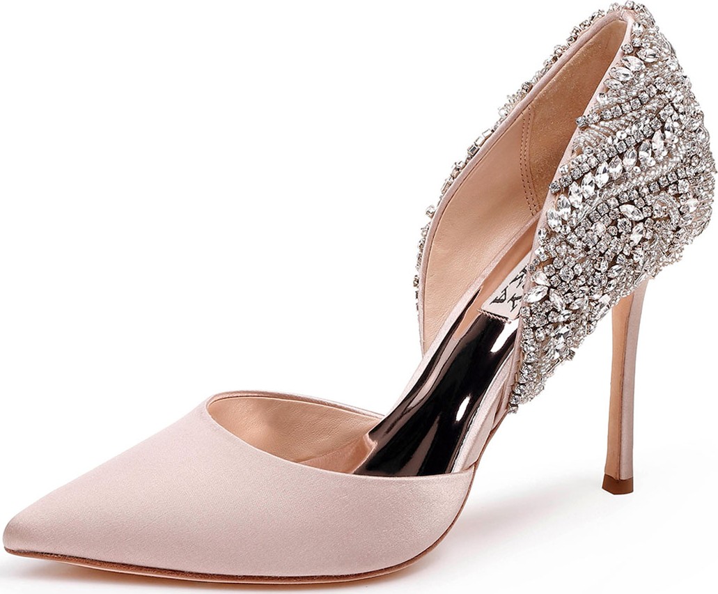 Badgley Mischka Volare Embellished Satin Pumps