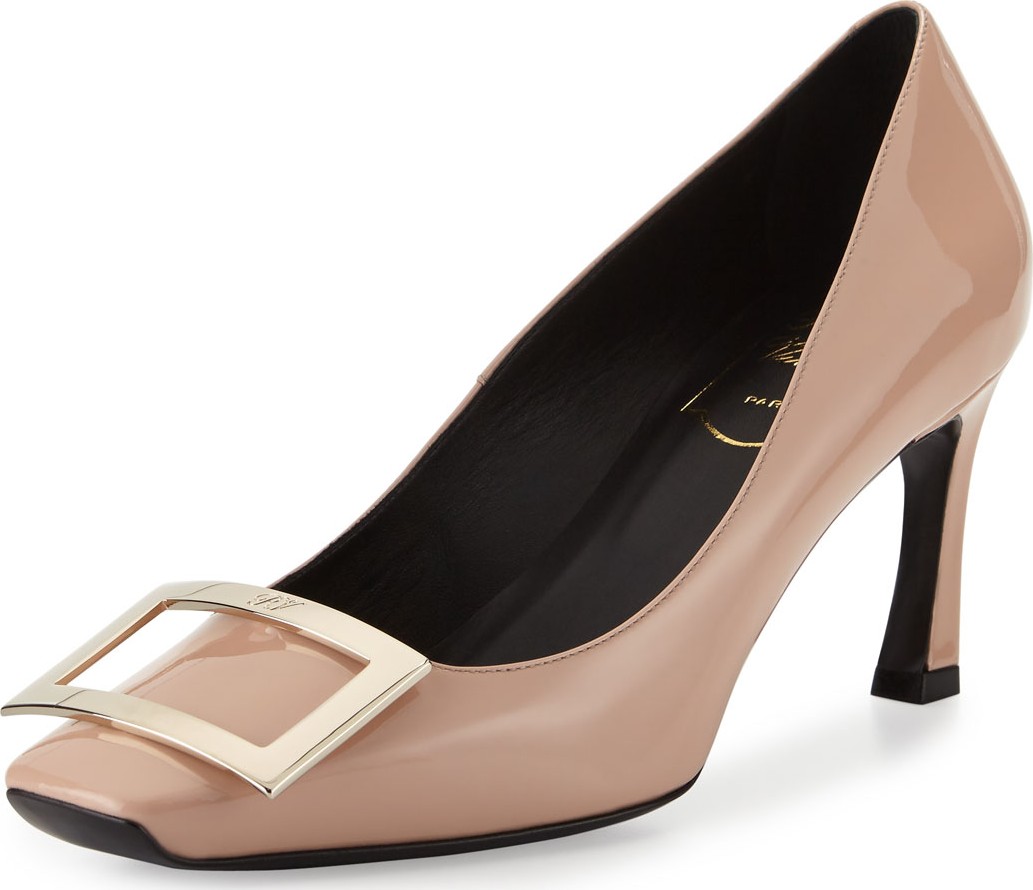 Roger Vivier Trompette Patent Leather Pumps, Nude