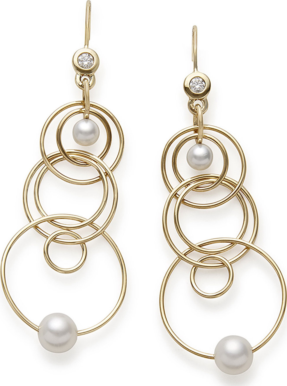 IPPOLITA 18k Gold  Nova Mini Jet Set Pearl & Diamond Dangle Earrings
