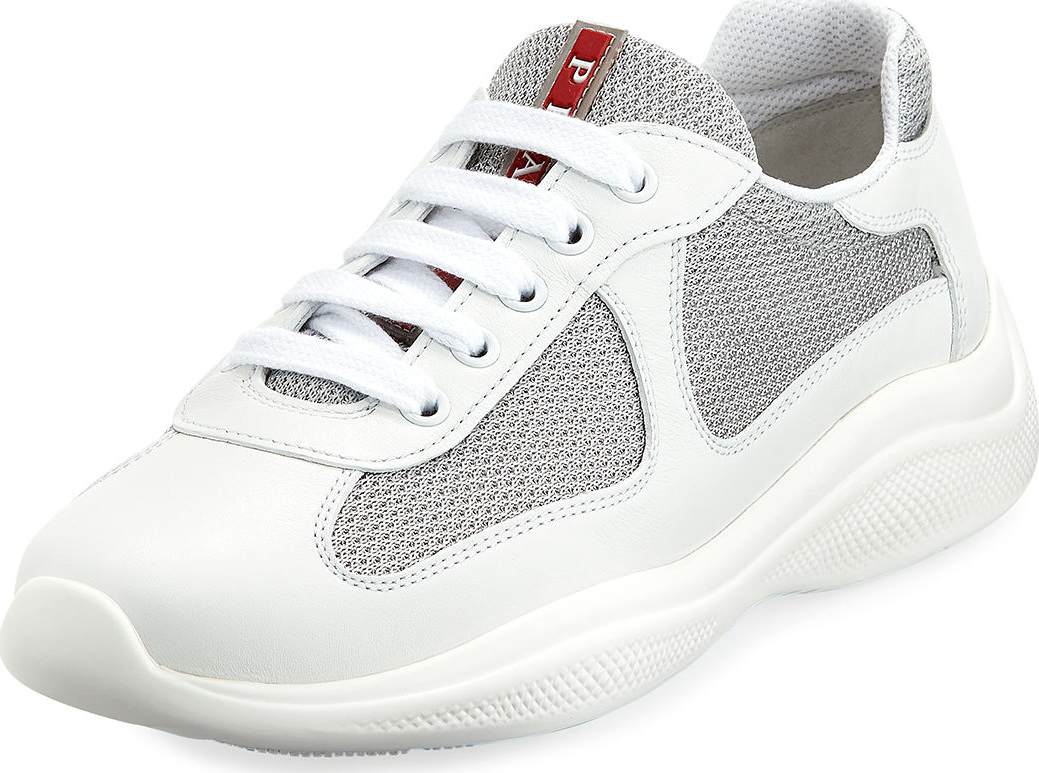 Prada America's Cup Metallic Trainer Sneakers