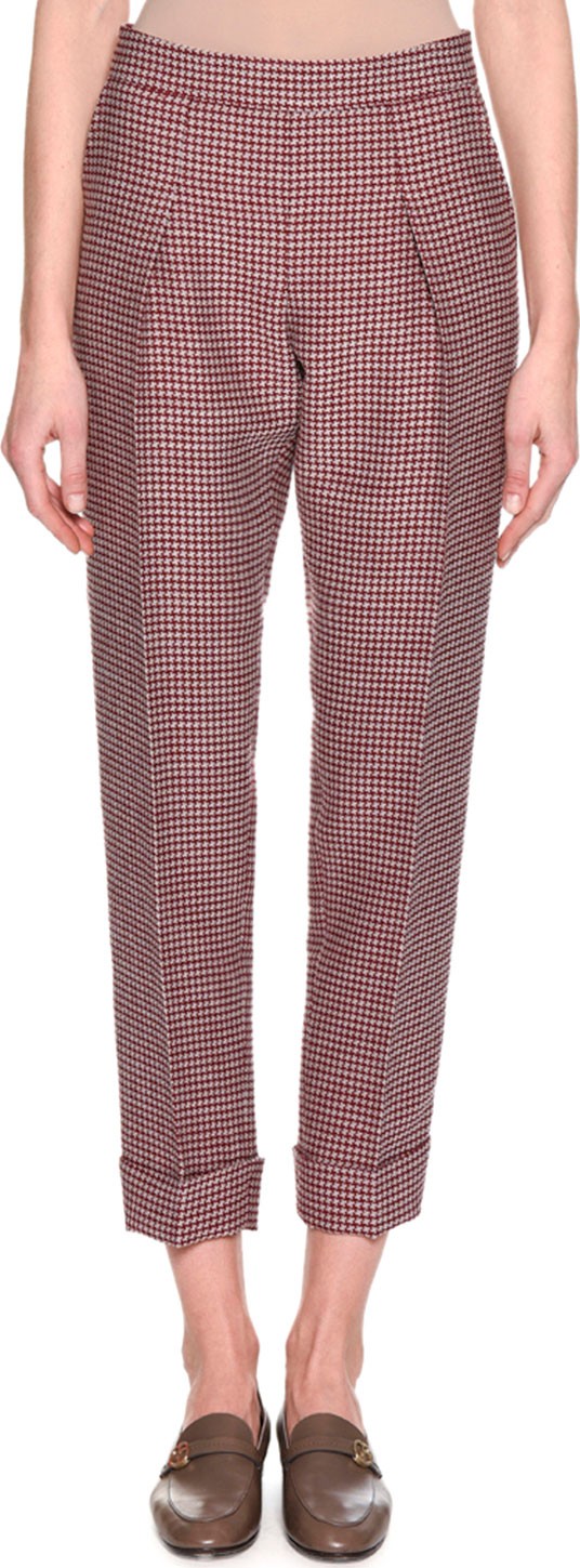 Giorgio Armani Houndstooth Cropped Pant, Red