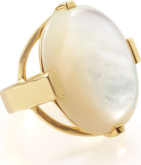 IPPOLITA 18K Polished Rock Candy Large Mother-of-Pearl Oval Ring
