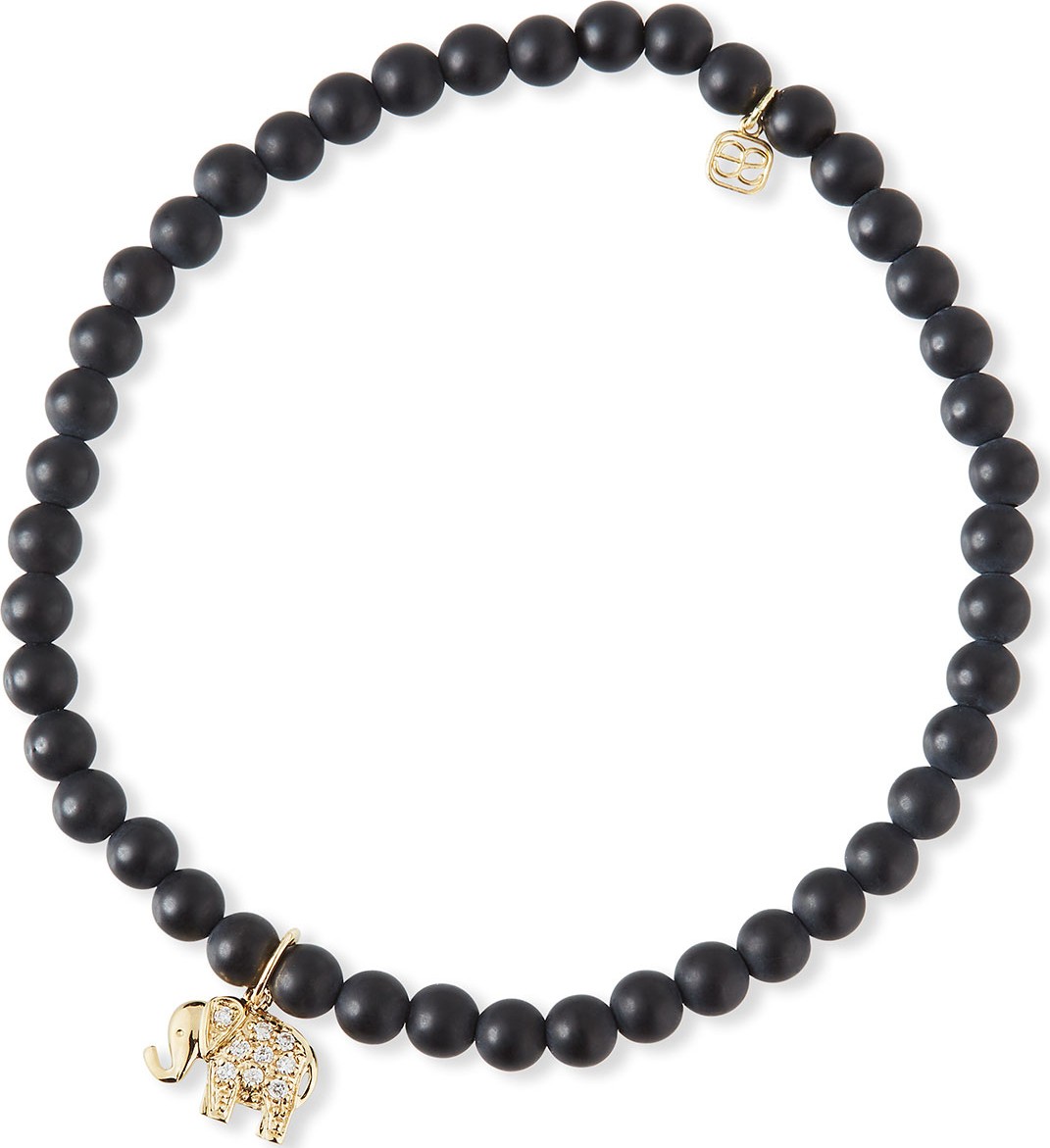 Sydney Evan 14k Diamond Elephant & Black Onyx Bracelet