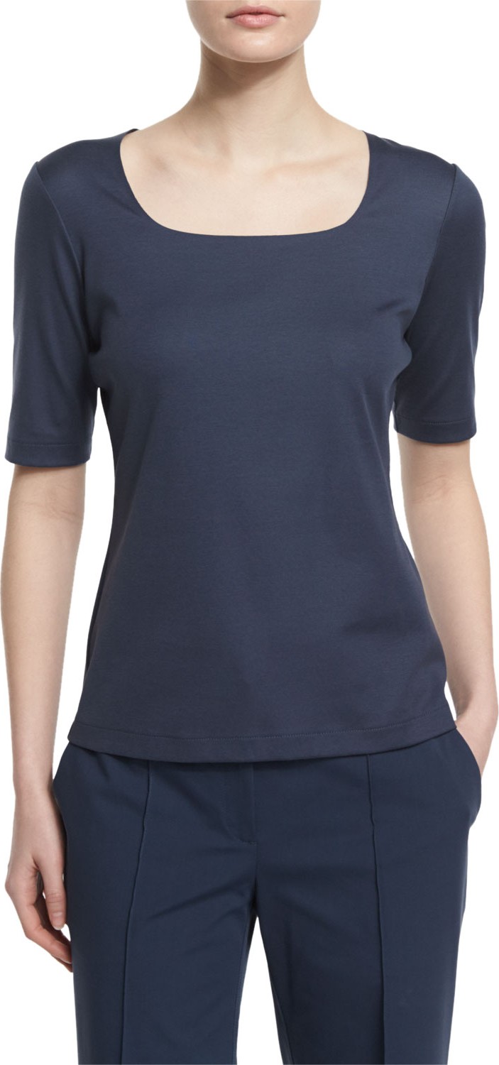 Lafayette 148 New York Half-Sleeve Square-Neck Top