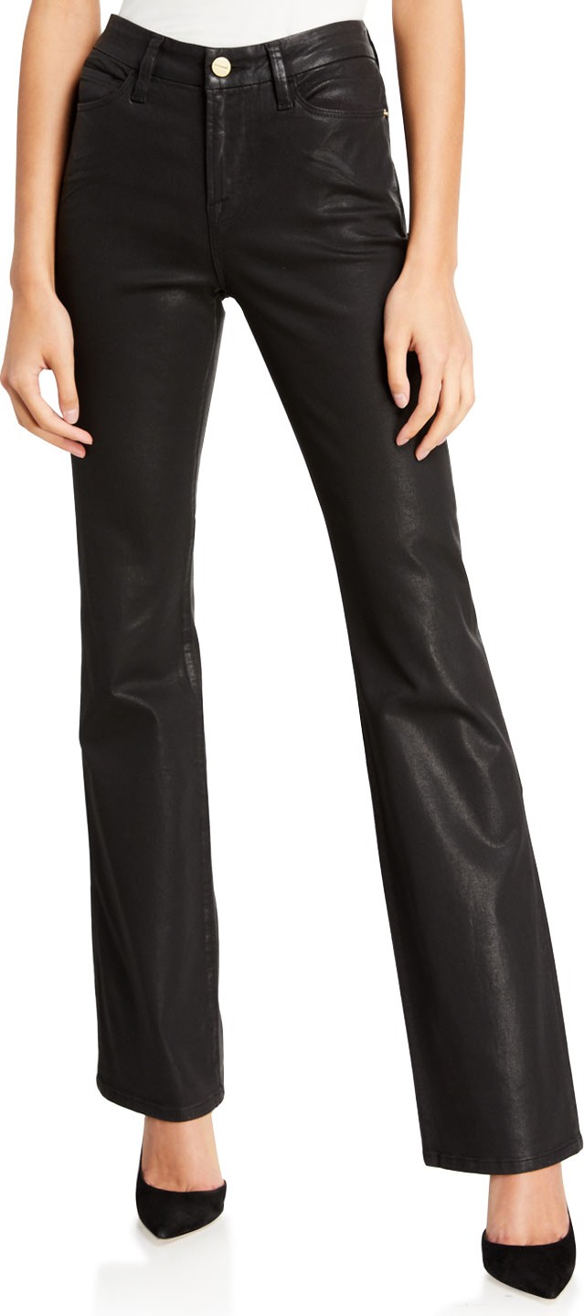 FRAME DENIM Le Mini Boot Coated Flare-Leg Jeans