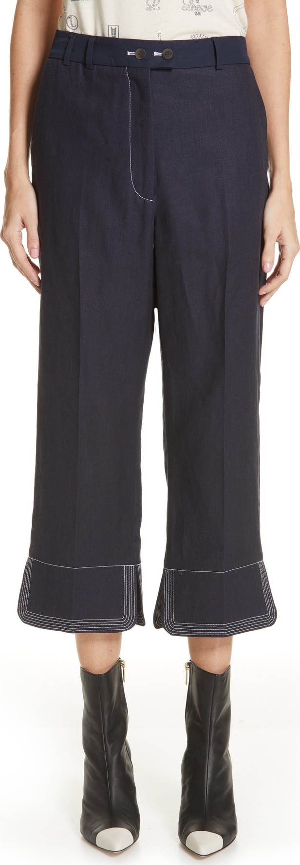 LOEWE Contrast Stitch Crop Pants