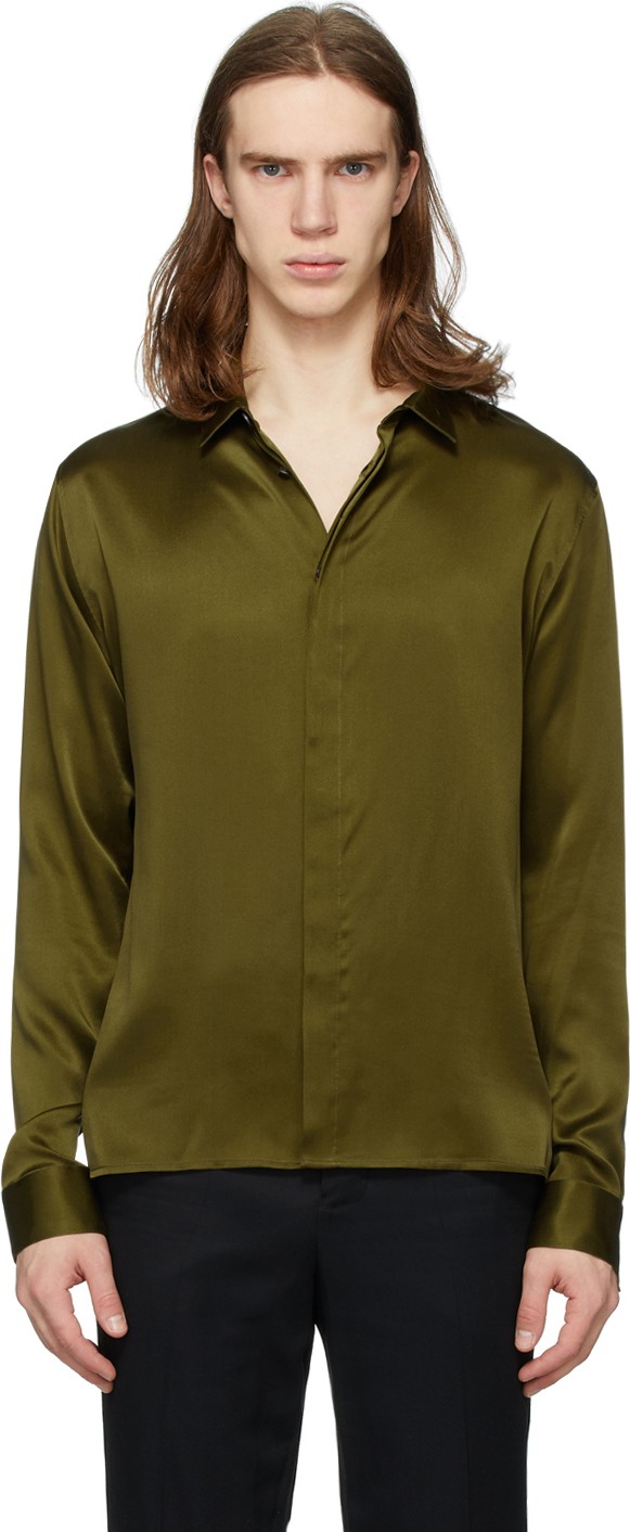 Haider Ackermann Khaki Silk Dali Shirt