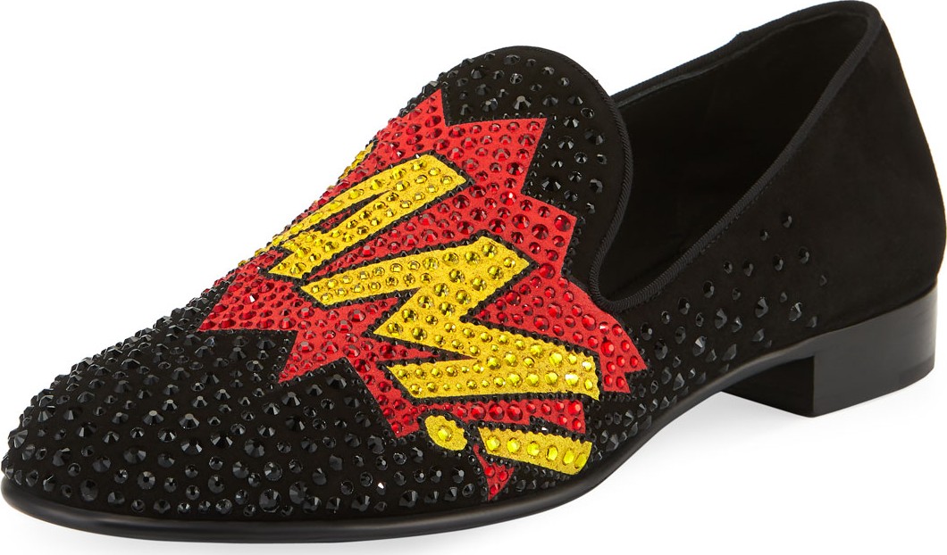 Giuseppe Zanotti Men's Bam Graphic Studded Formal Slippers