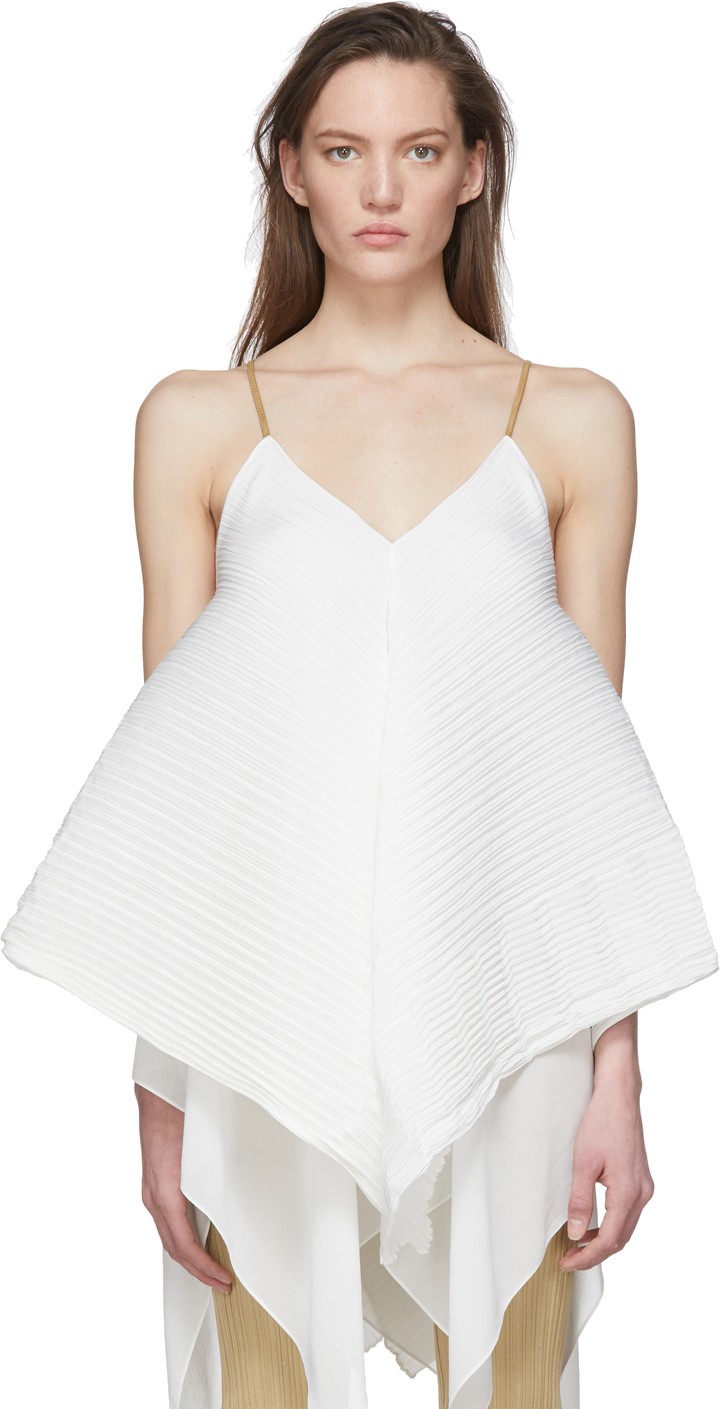 LOEWE White Pleated Tank Top