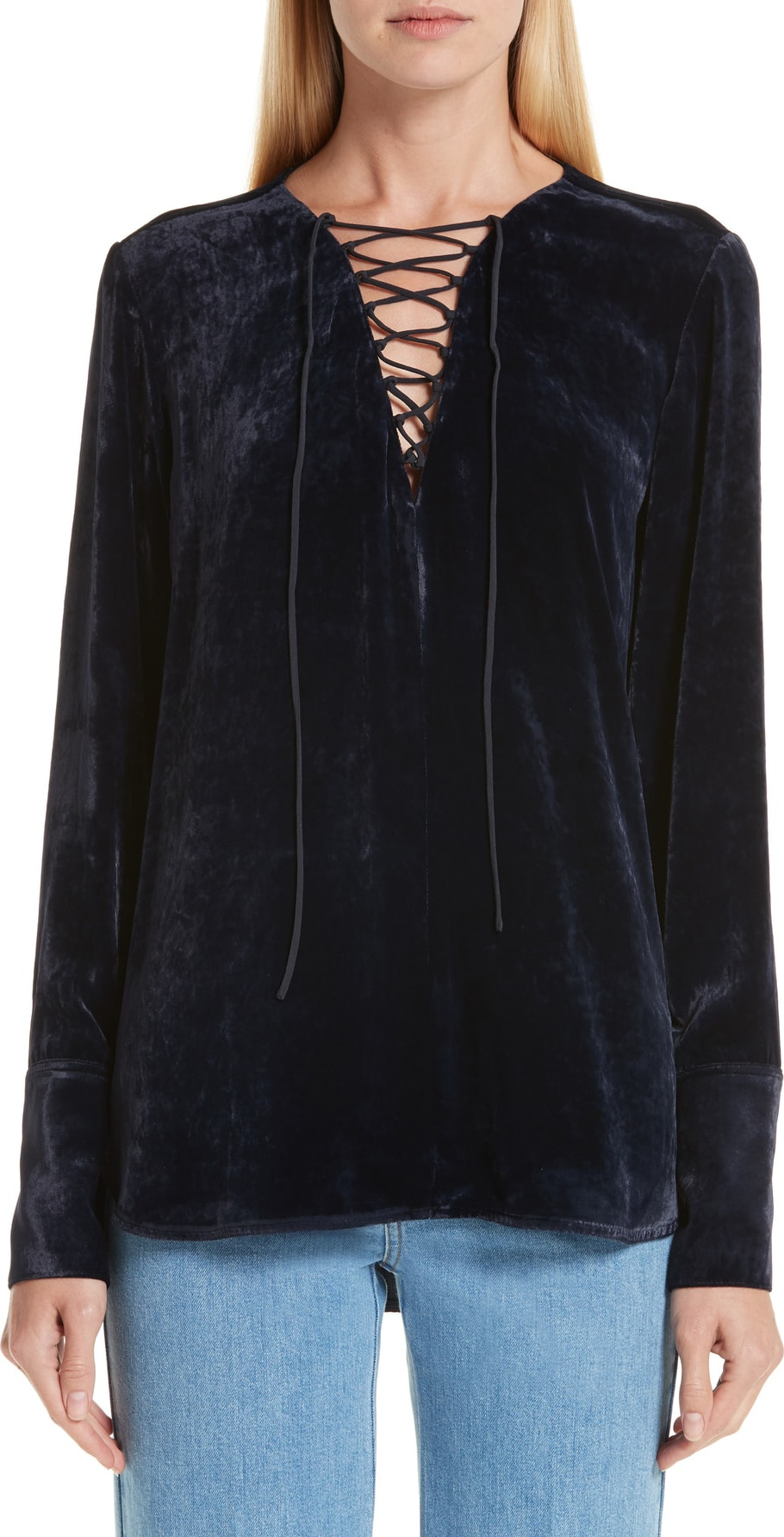 Stella McCartney Lace-Up Velvet Blouse