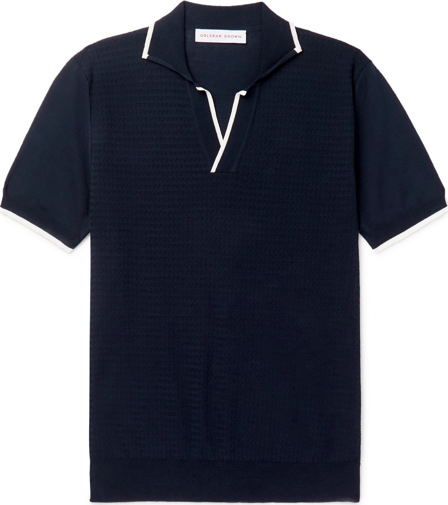 Orlebar Brown Horton Slim-Fit Contrast-Tipped Knitted Cotton Polo Shirt